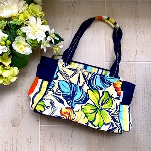 CARIBBEAN JOE Tropical Floral Cotton Beach Tote Bag